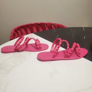 Olivia Miller size 6 neon pink studded sandals